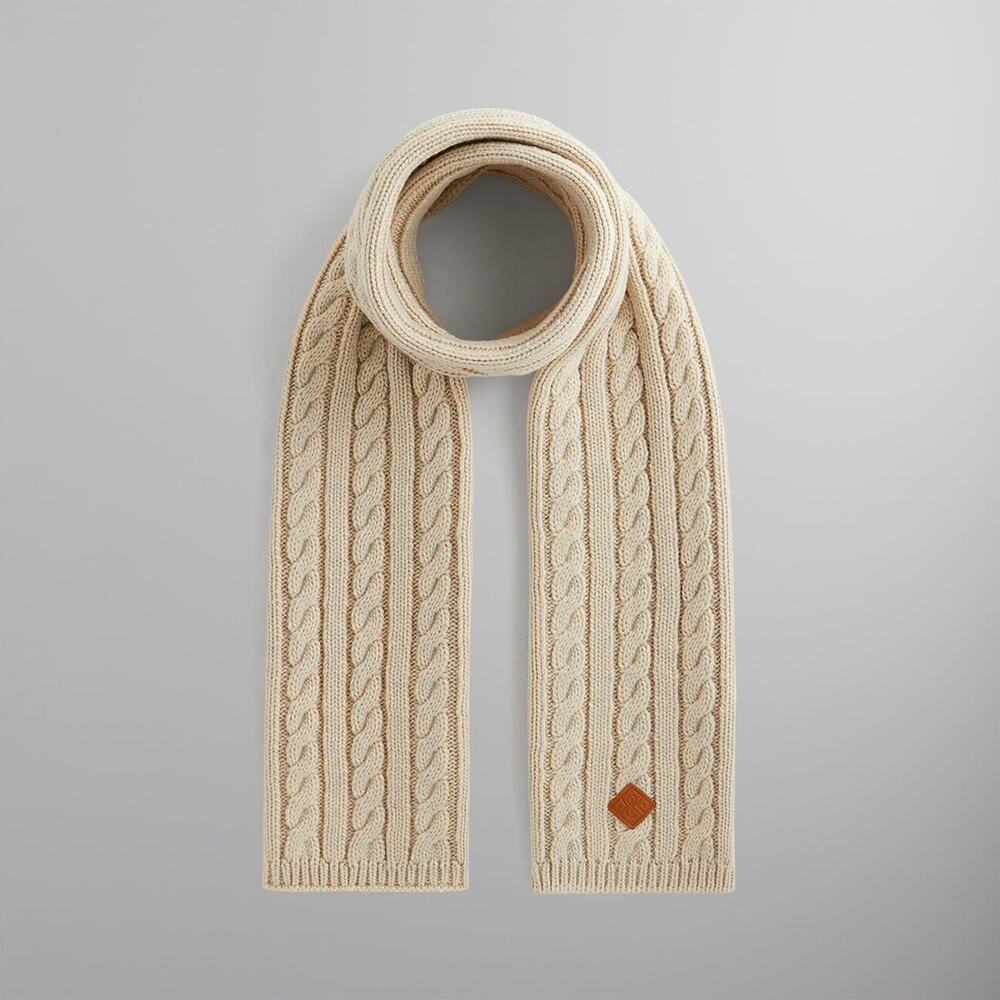 Kithmas 2024 • Cable Scarf • Sandy Heather • Cross-Posted • 7’ x 10” • Firm